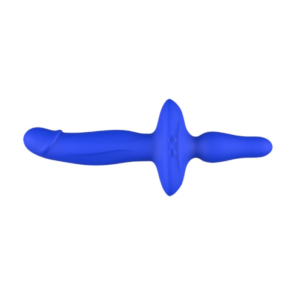 Разное - Двойной вибратор с анальным стоппером Chisa Kissen Ritter синий 4