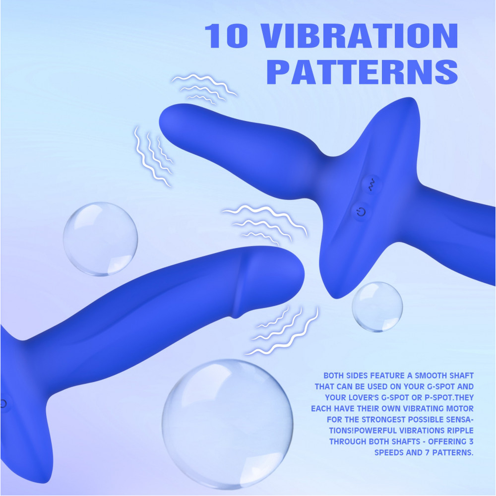 Разное - Двойной вибратор с анальным стоппером Chisa Kissen Ritter синий 7