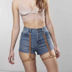 Гартери-шорти на стегна Maze, веганська шкіра, бежеві, One Size