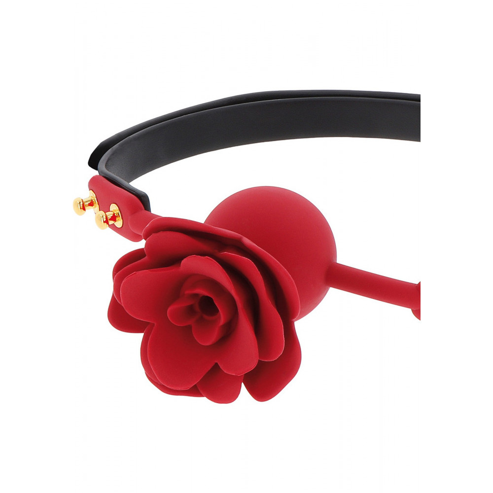 Різне - Кляп з декоративною трояндою Taboom Wild Roses Ball Gag чорний-червоний 3