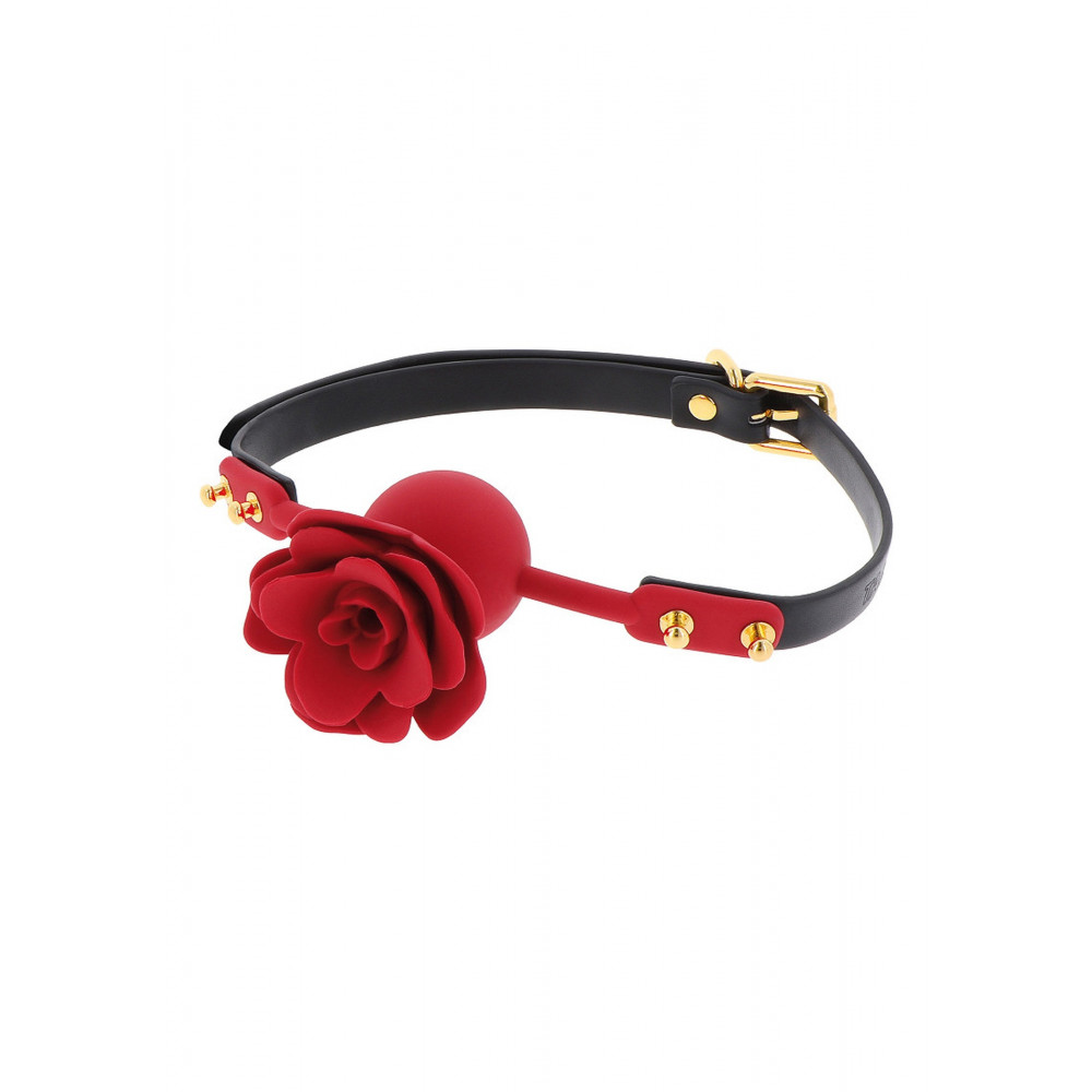 Різне - Кляп з декоративною трояндою Taboom Wild Roses Ball Gag чорний-червоний 2
