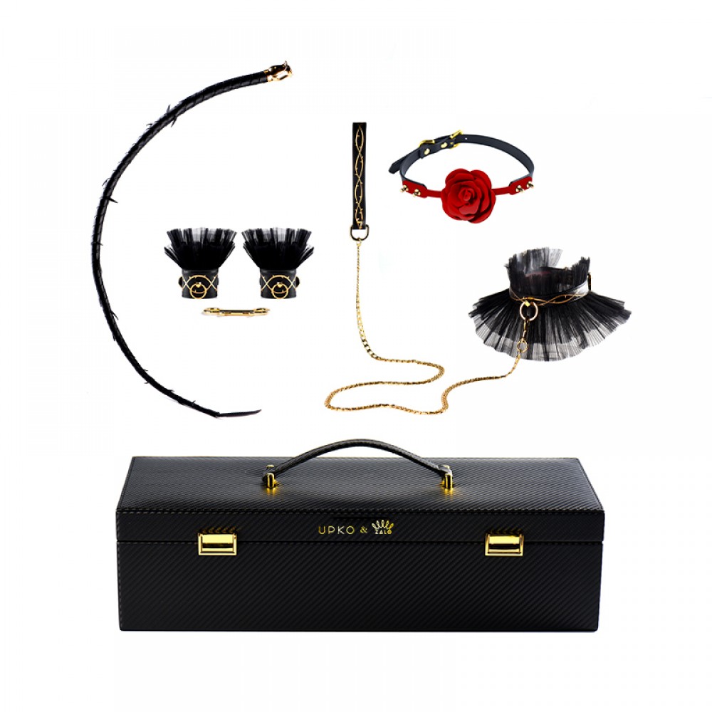 Наборы для БДСМ - Королевский набор из итальянской кожи UPKO в чемодане Luxurious & Romantic Kit, 5 предметов