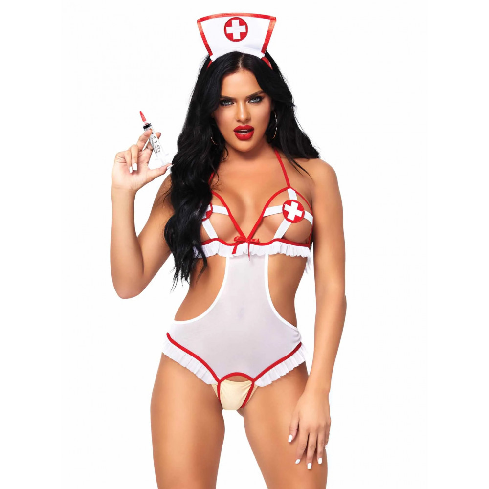 Эротические костюмы - Костюм сексуальной медсестры One Size Naughty Nurse Roleplay Lingerie Set от Leg Avenue