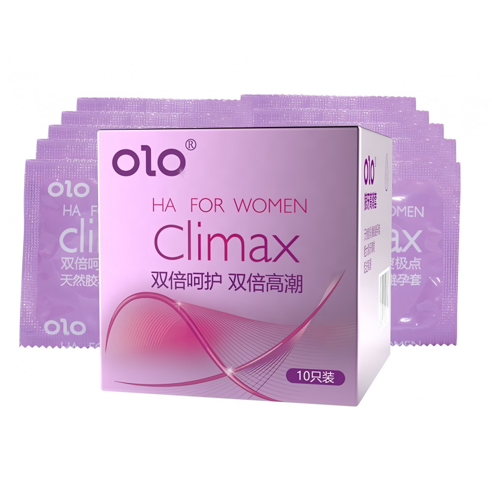 Різне - Латексні тонкі текстуровані презервативи з ароматом ванілі OLO - HA FOR WOMEN Climax, 10 шт