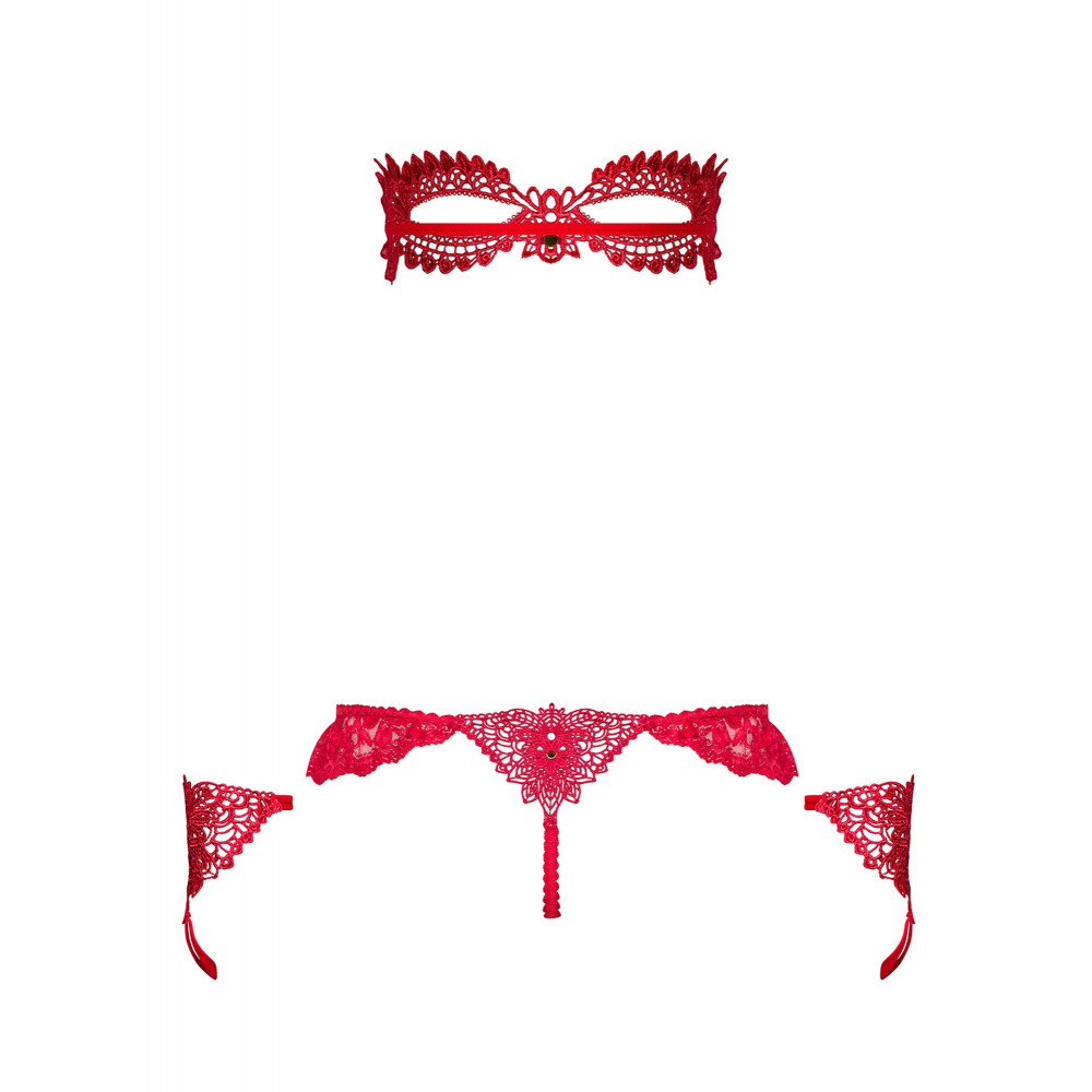 Разное - Набор маска+наручники+стринги Obsessive Hetea красный, L/XL 5