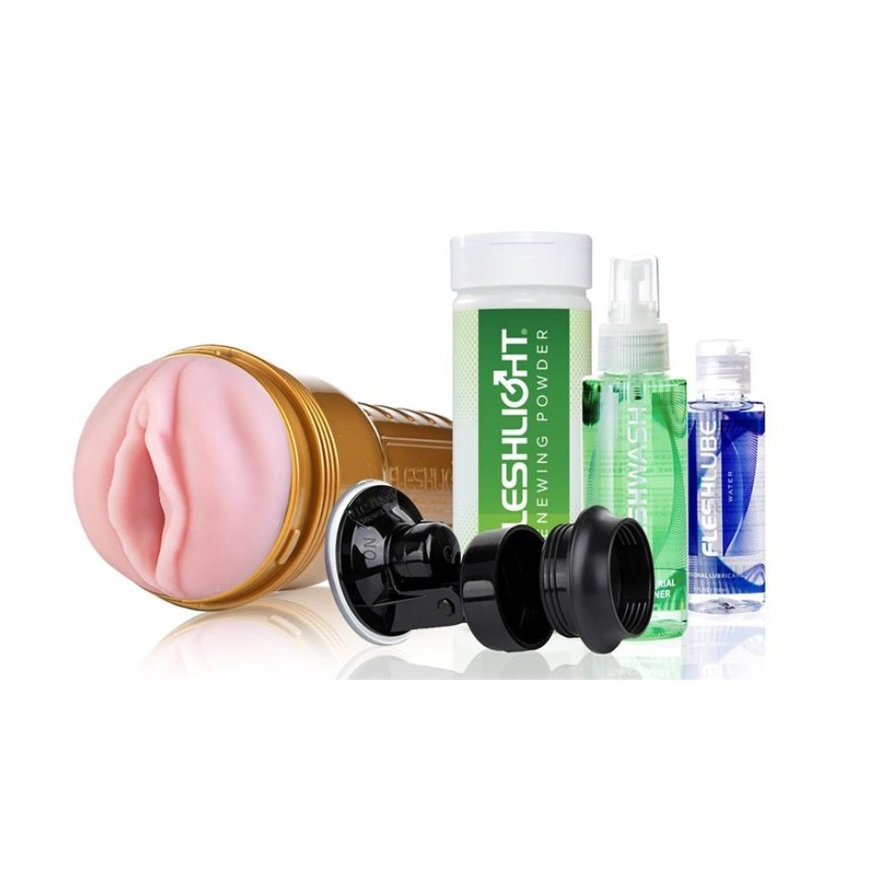 Секс игрушки - Набор из мастурбатора и средств гигиены Fleshlight Stamina Training Unit (STU) Value Pack (Lady)