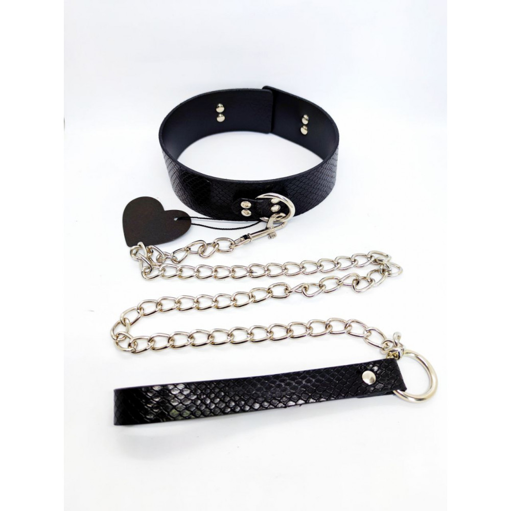 БДСМ игрушки - Ошейник с поводком DS Fetish Collar with leash black