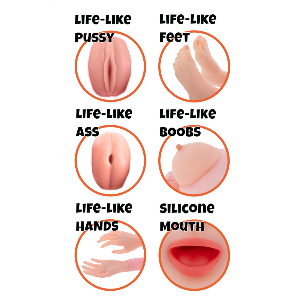 Мастурбатори - Секс-лялька Hidden Desire Foxy Roxy Fuck Dolls з вагіною, ротом і анусом, бежева, 145 см 2