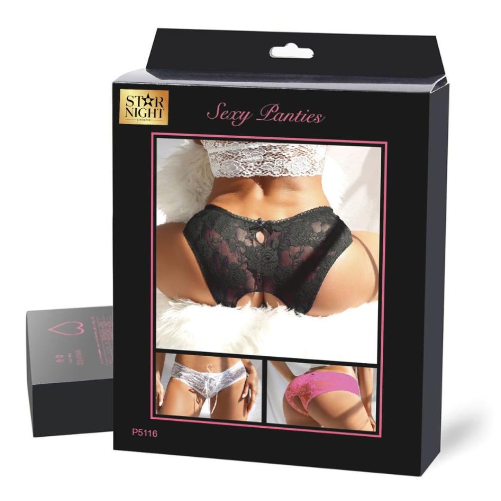 Різне - Білі мереживні трусики Star Night з відкритим доступом, M/L 3