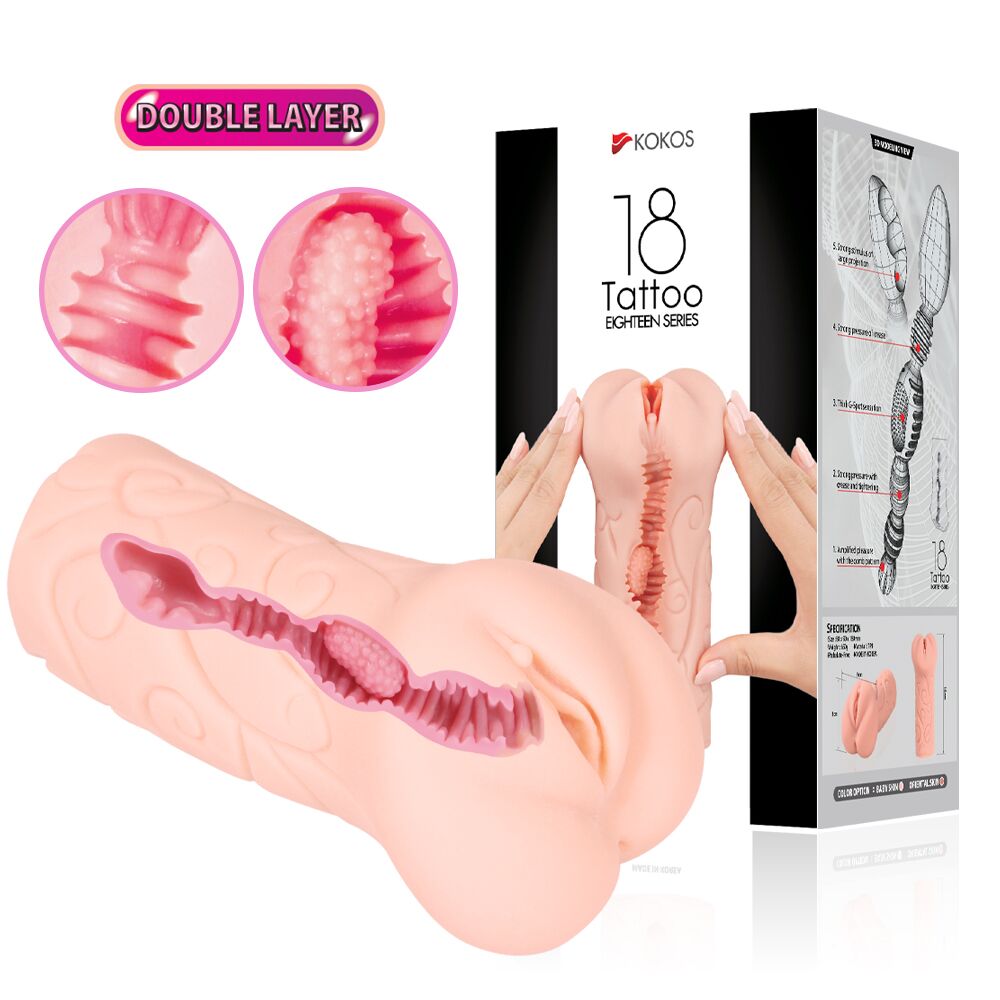 Мастурбаторы без вибрации - Мастурбатор-вагина двухслойный Kokos Tattoo Double Layer 4