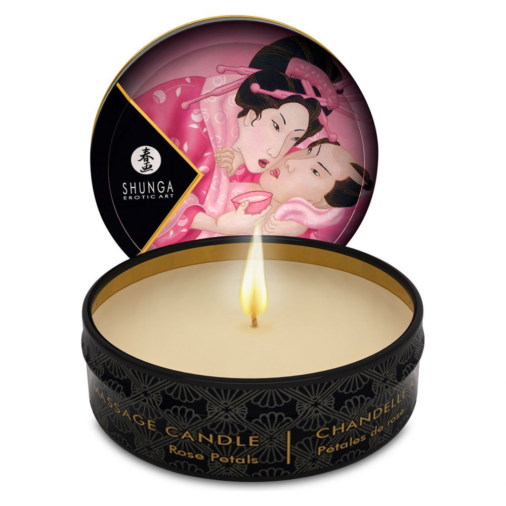 Массажные свечи - Массажная свеча Shunga Mini Massage Candle - Rose Petals (30 мл) с афродизиаками
