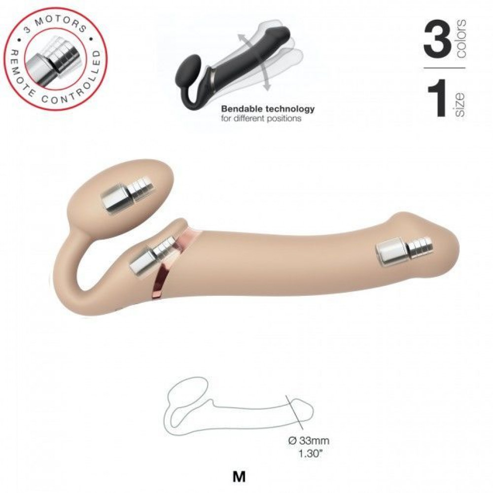 Купить Безремневой страпон с вибрацией Strap-On-Me VIBRATING Flesh M и  пультом ДУ ➤ Сексшоп в Украине ❤ ToysForLove ❤