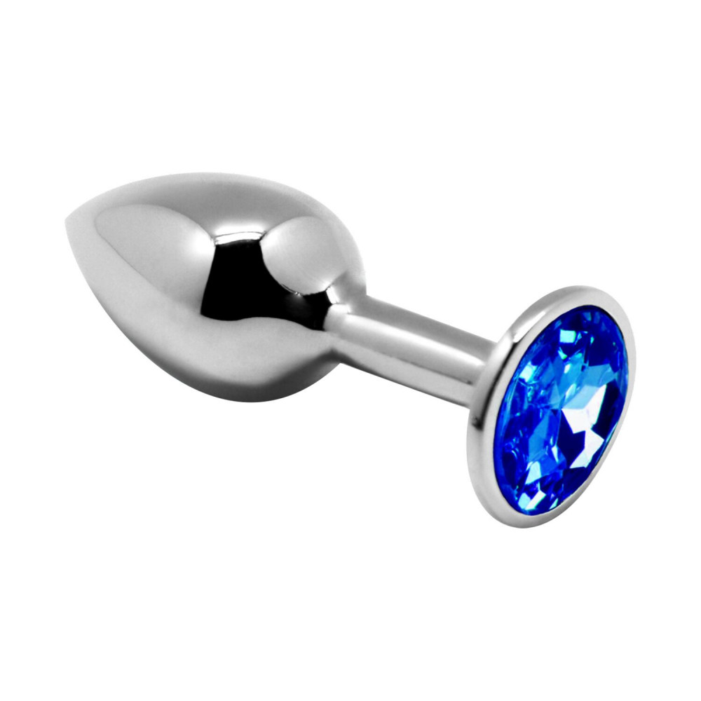 Анальная пробка - Металлическая анальная пробка с кристаллом Alive Mini Metal Butt Plug Blue L
