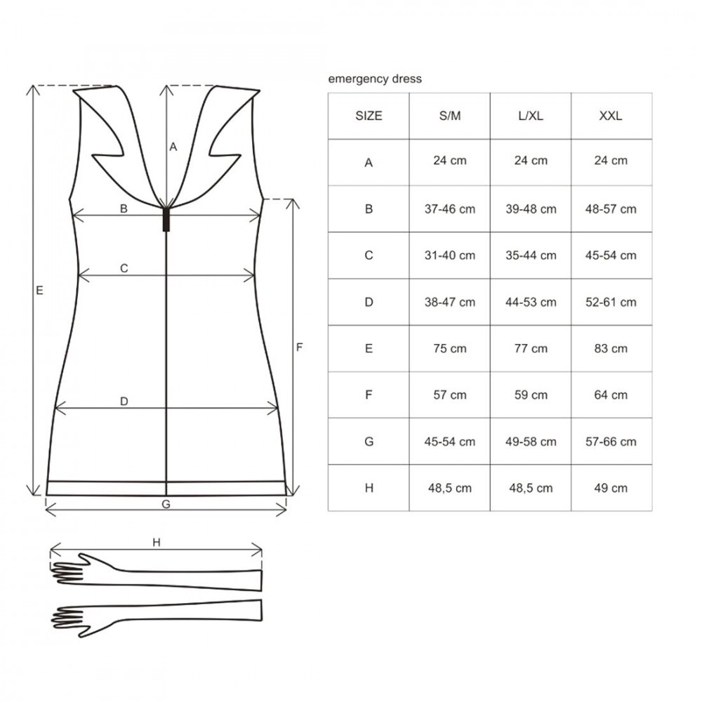 Ролевые костюмы - Эротический костюм медсестры Obsessive Emergency dress S/M, white, платье, стринги, перчатки, чепчик, стетоскоп 3