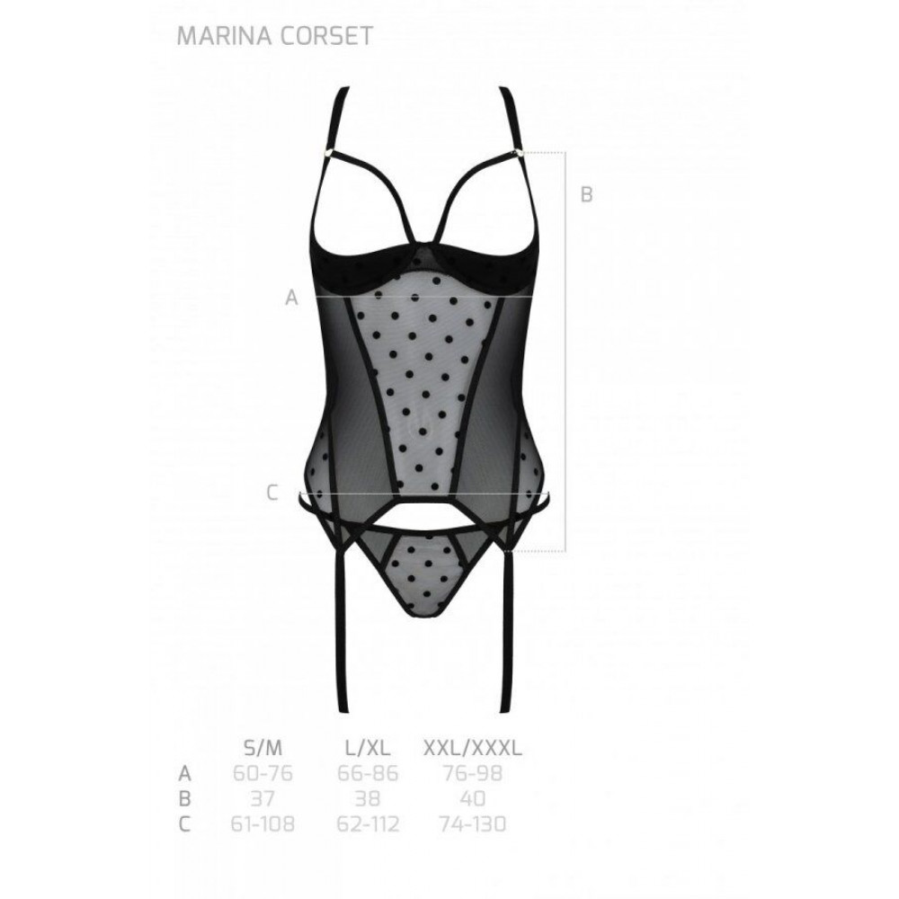 Эротические корсеты - Корсет MARINA CORSET black L/XL - Passion 4