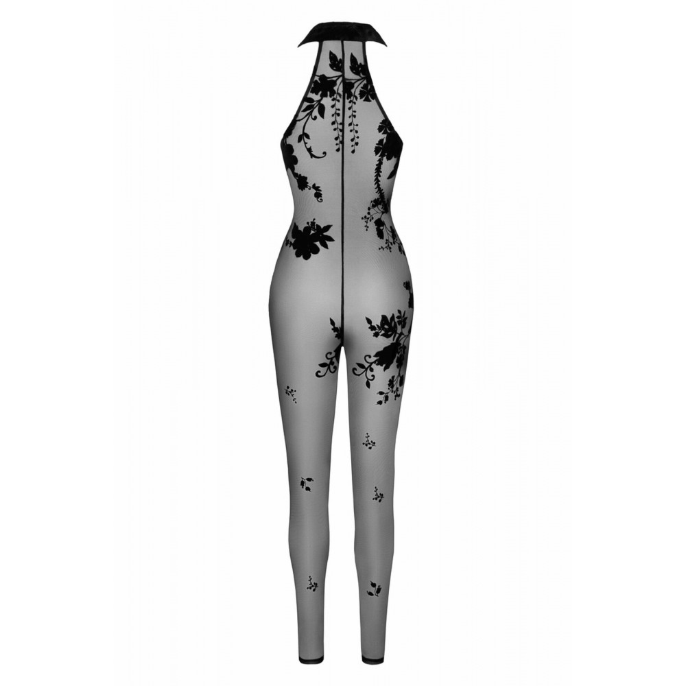 Бодистокинг - Бодистокинг Noir Handmade F315 Ego flocked mesh halter catsuit - 3XL 5