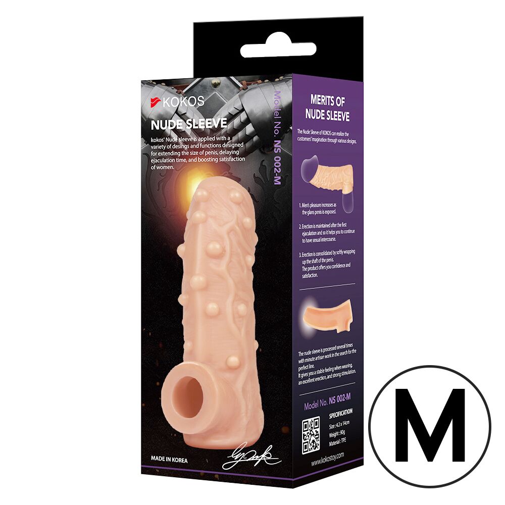 Эрекционные кольца без вибрации - Насадка на член Kokos Nude Sleeve NS 002 M 2