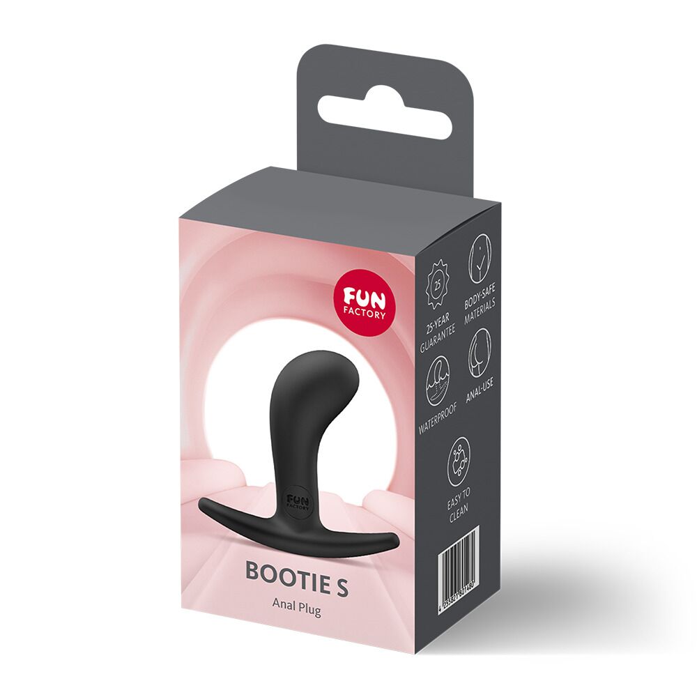 Анальні іграшки без вібрації - Анальна пробка Fun Factory BOOTIE S Black, діаметр 2,8 см, тонкий обмежувач 3