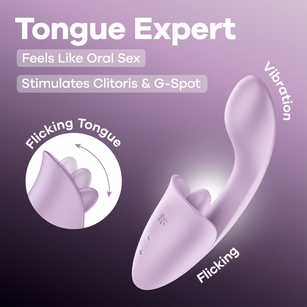 Вібратор-кролик - Вагінально-кліторальний вібратор Satisfyer Tongue Expert з язичком 5