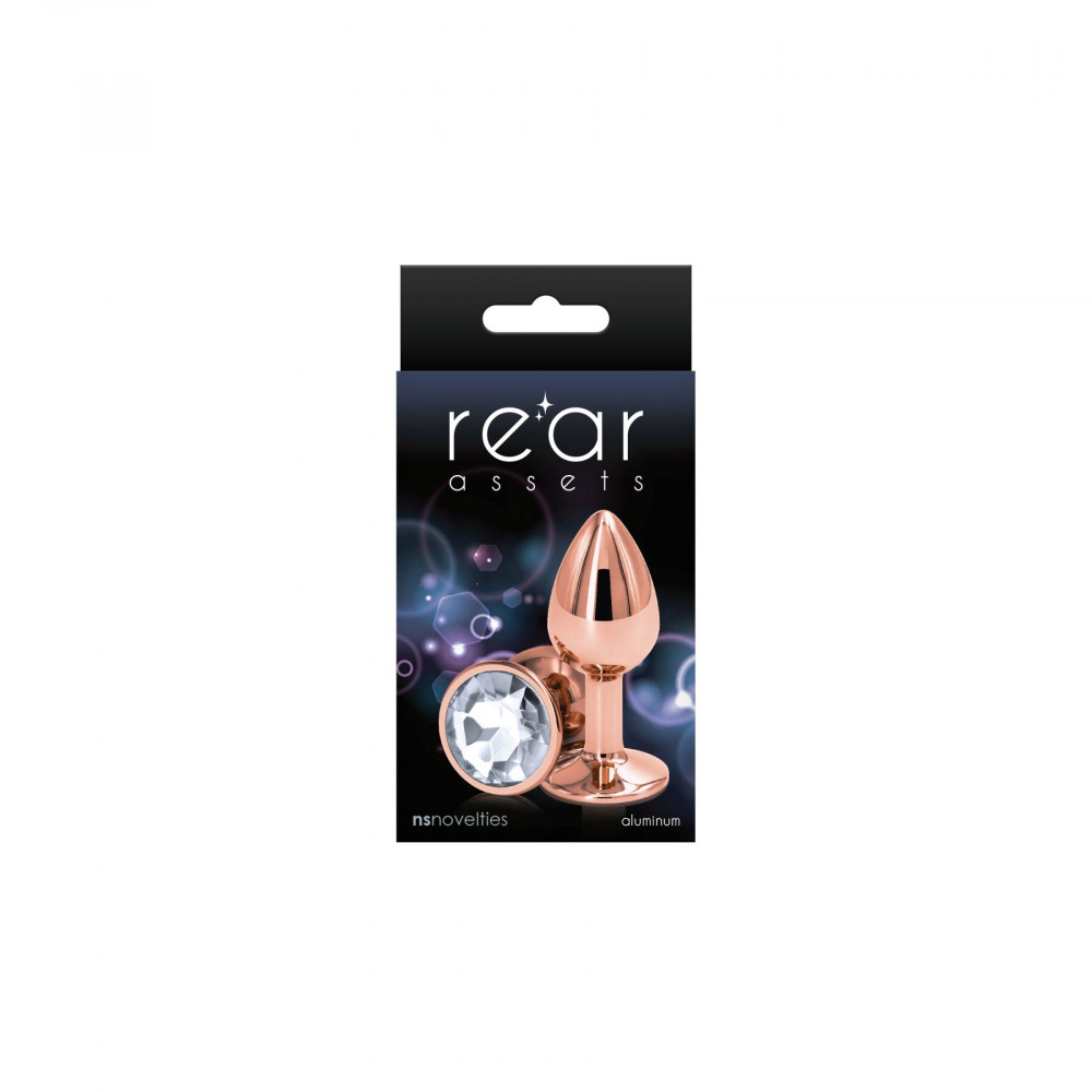 Анальные игрушки без вибрации - Анальная пробка NS Novelties Rear Assets - Rose Gold - Small - Clear 1