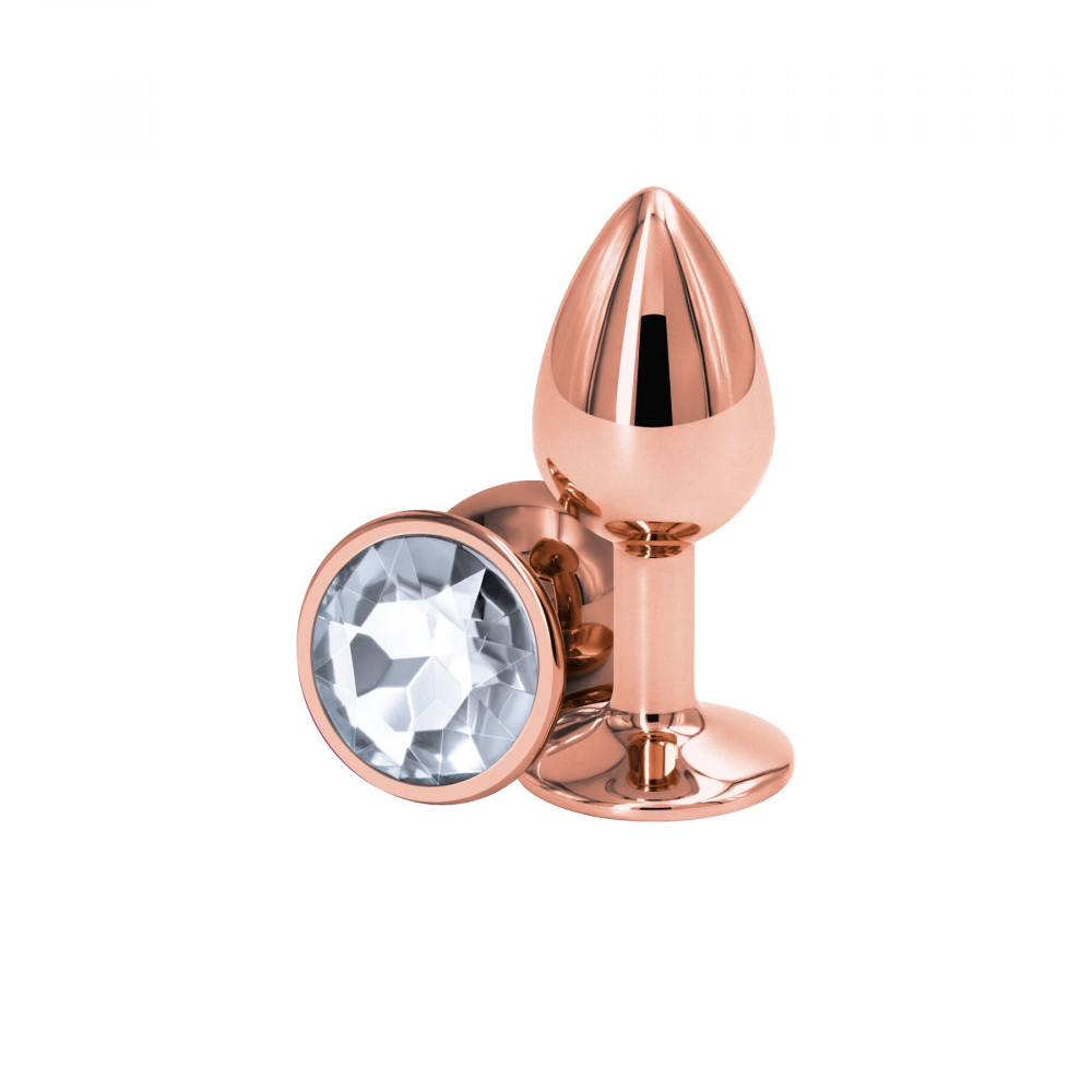 Анальные игрушки без вибрации - Анальная пробка NS Novelties Rear Assets - Rose Gold - Small - Clear