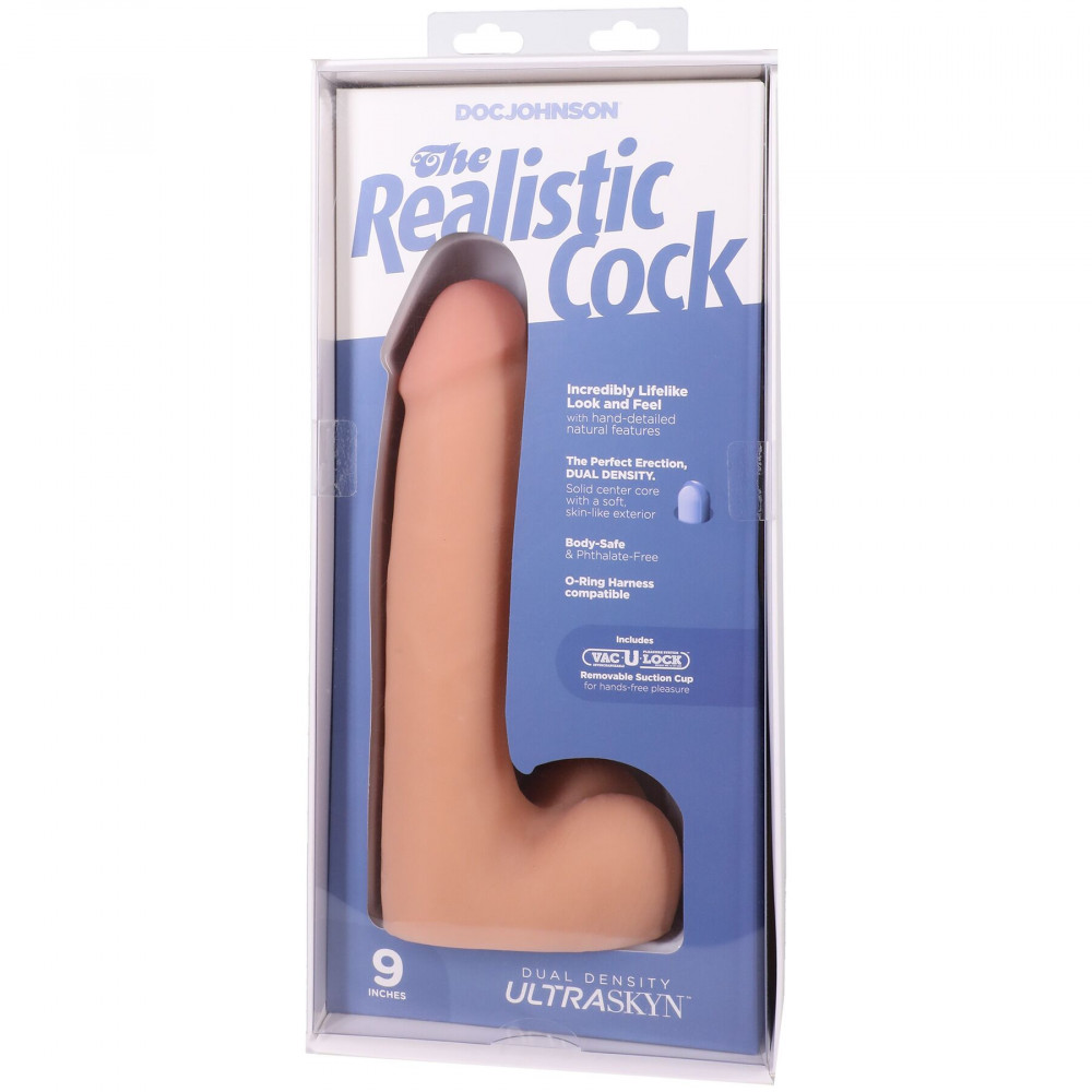 Фалоімітатор - Фалоімітатор Doc Johnson The Realistic Cock ULTRASKYN - 9 Inch with Balls Vanilla 8