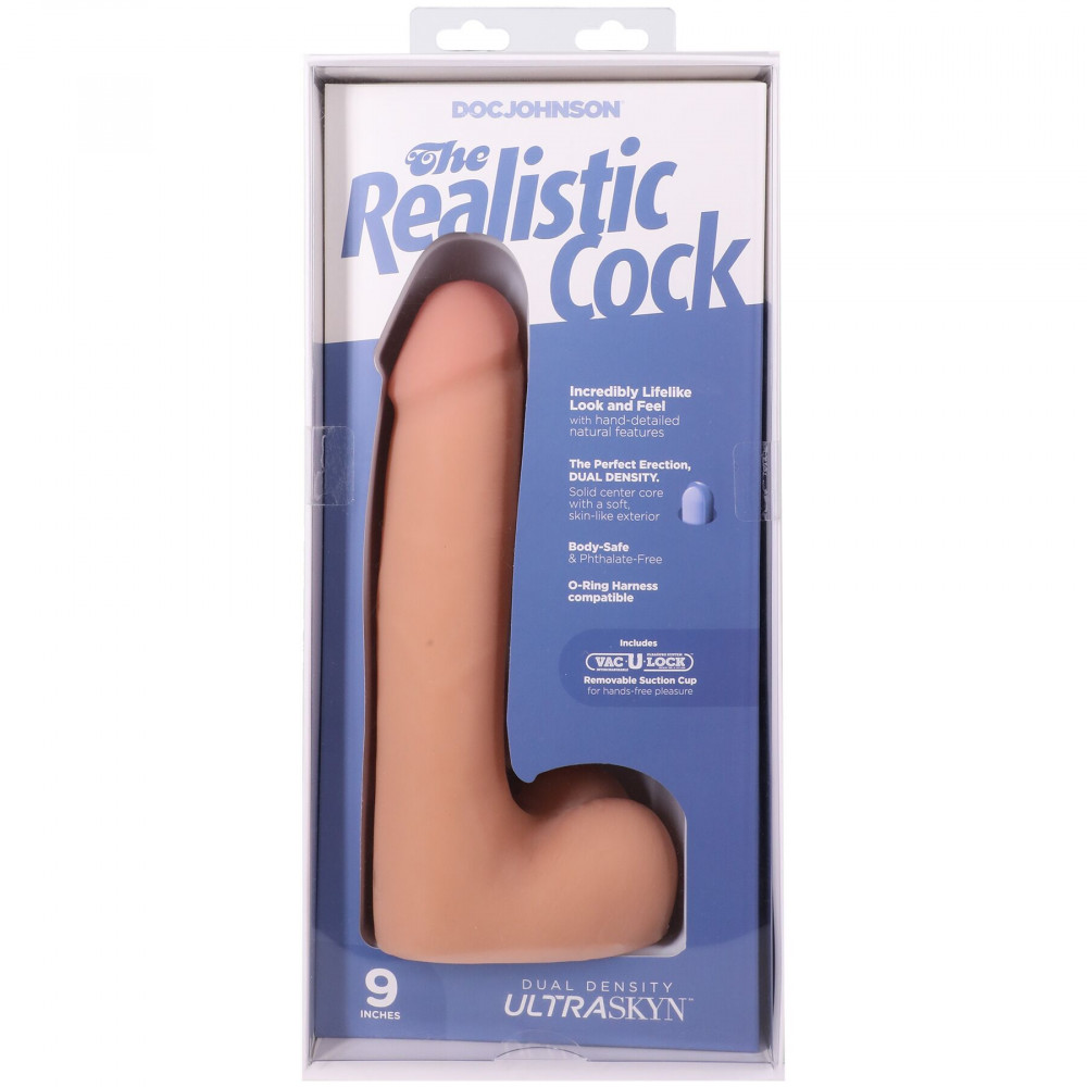 Фалоімітатор - Фалоімітатор Doc Johnson The Realistic Cock ULTRASKYN - 9 Inch with Balls Vanilla 9