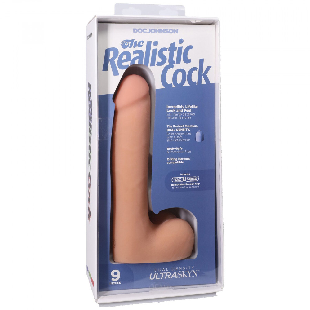 Фалоімітатор - Фалоімітатор Doc Johnson The Realistic Cock ULTRASKYN - 9 Inch with Balls Vanilla 7