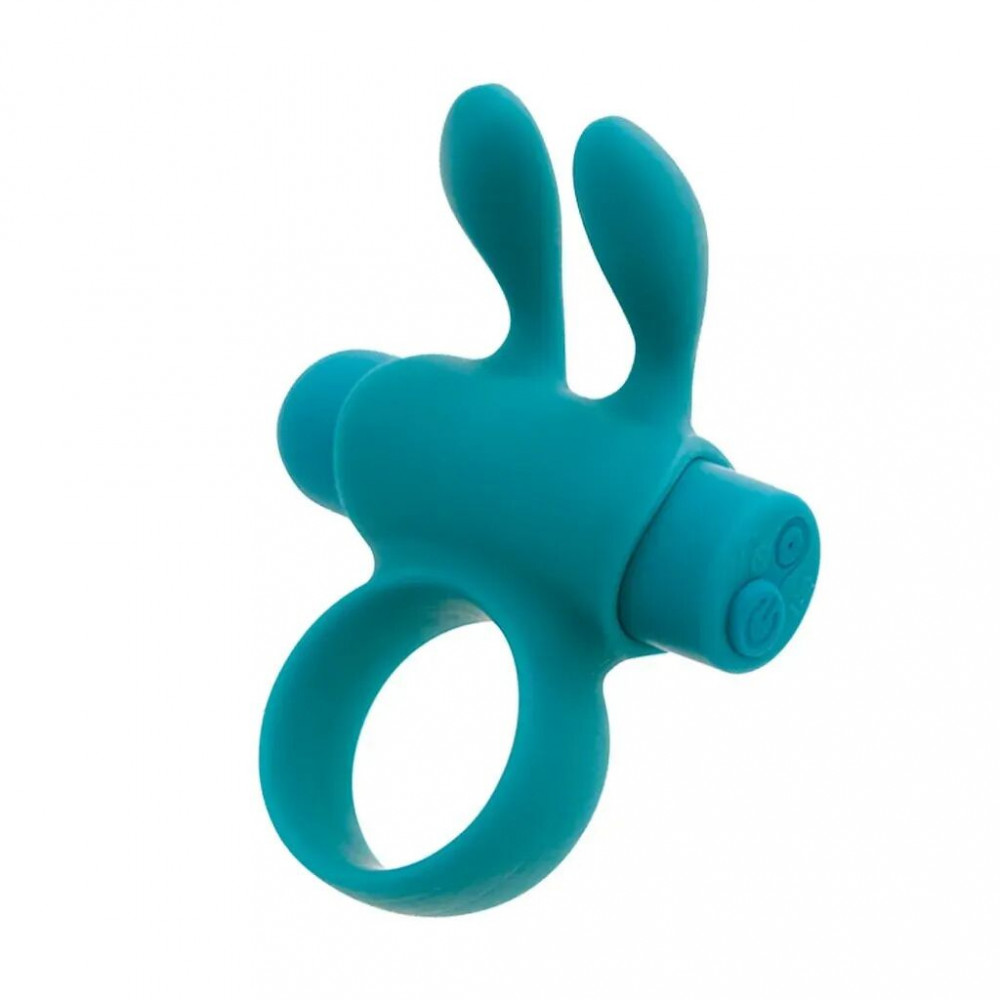 Эрекционные кольца с вибрацией - Эрекционное виброкольцо S Pleasures Premium Rabbit Ring бирюзовое, со съемной вибропулей и ушками