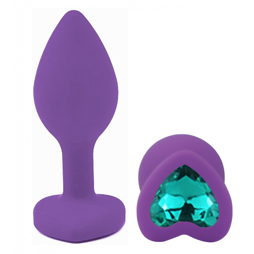 Анальные игрушки без вибрации - Силиконовая анальная пробка EGZO - Silicone Violet Heart Plug Marine, size S 3