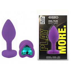 Силиконовая анальная пробка EGZO - Silicone Violet Heart Plug Marine, size S