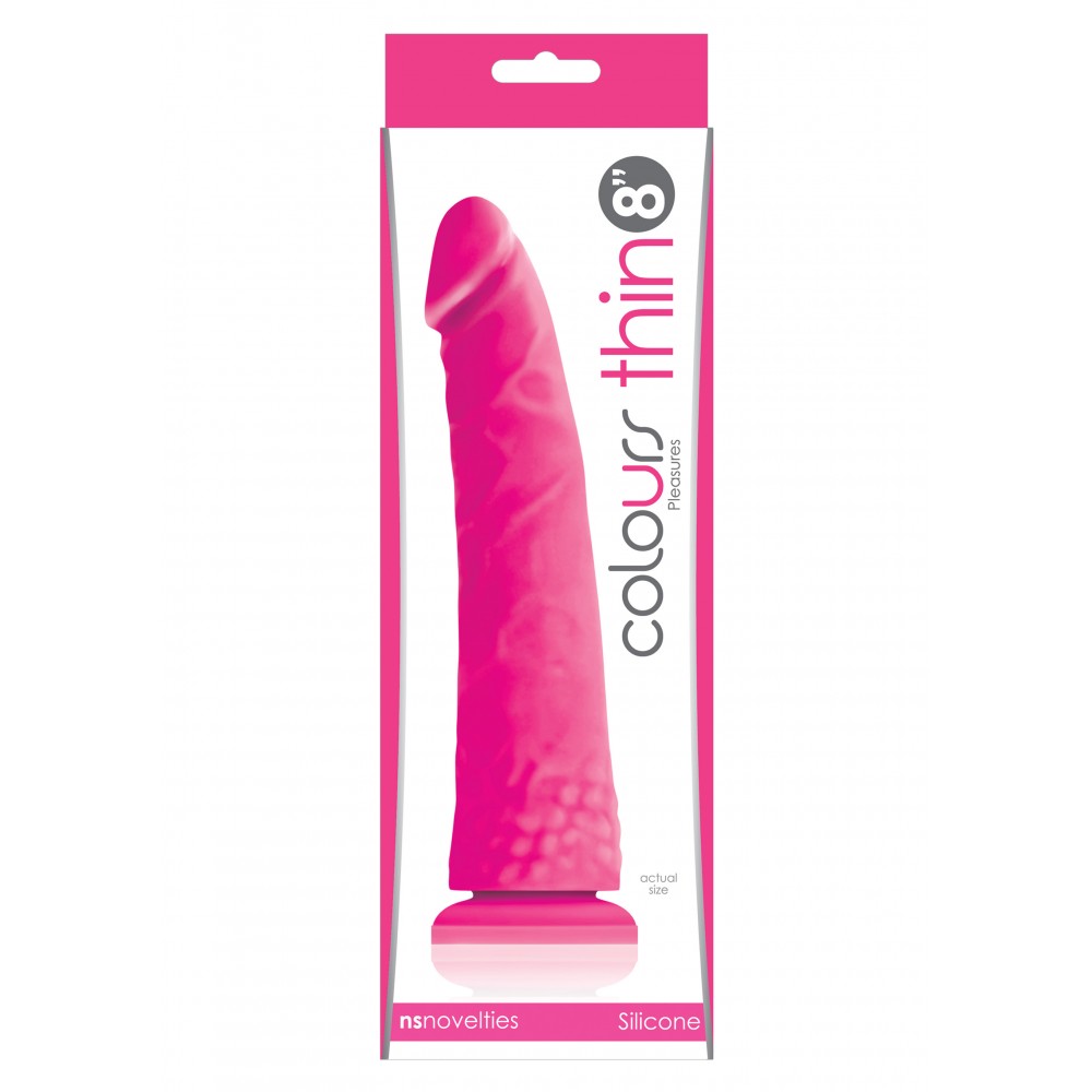 Секс игрушки - Силиконовый фаллоимитатор NS Novelties Colors Pleasures Thin 8in Pink 1