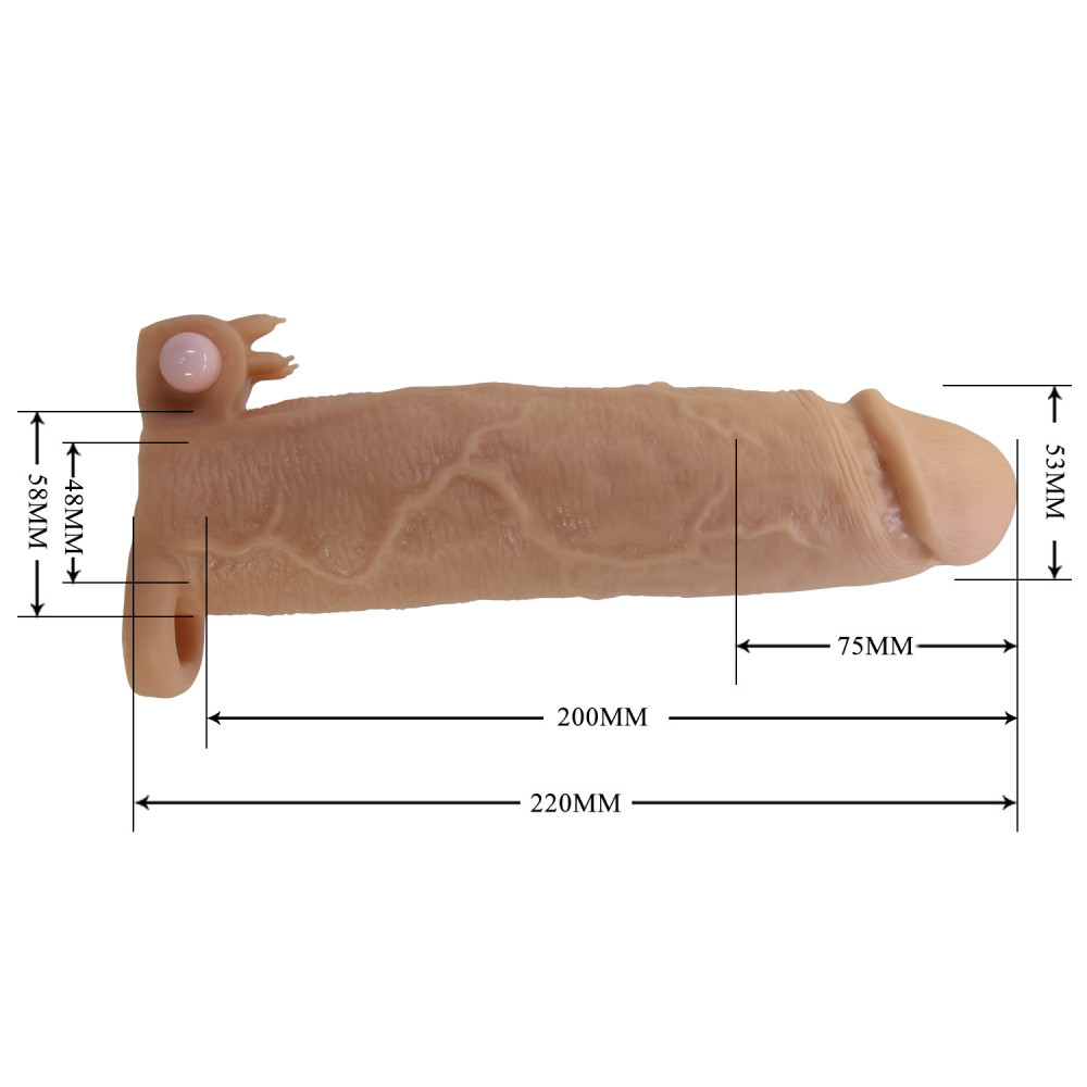  - Подовжуюча насадка з вібростимуляцією Pretty Love - Xerxes Vibrating Penis Sleeve Skin, BI-026282Z 6