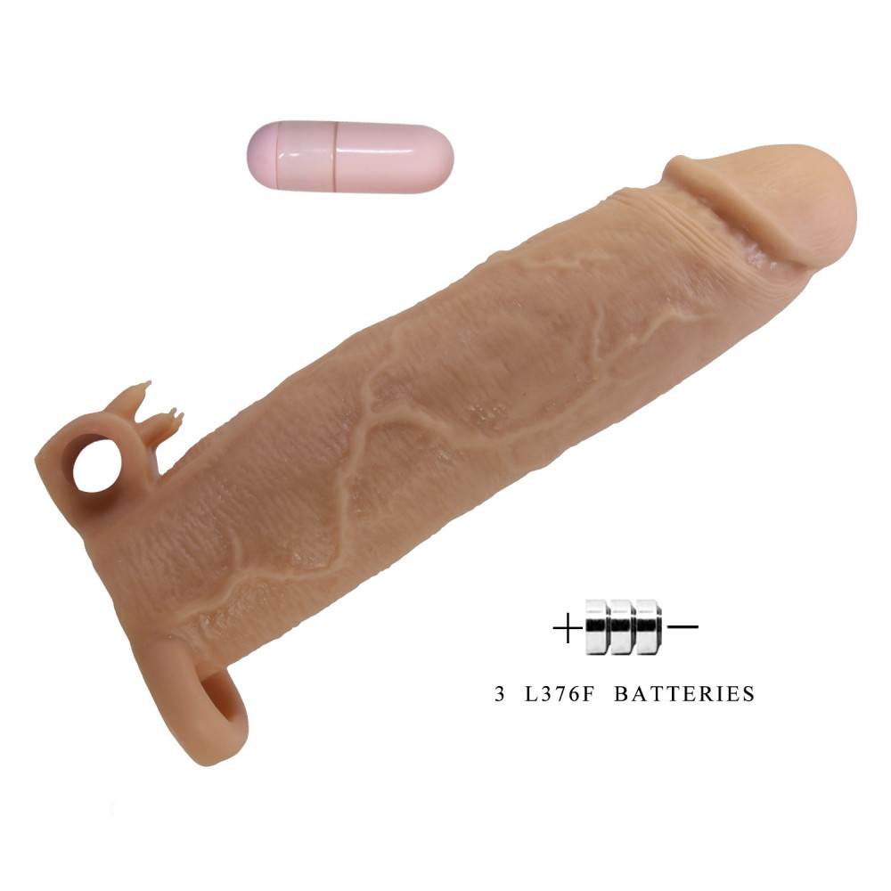  - Подовжуюча насадка з вібростимуляцією Pretty Love - Xerxes Vibrating Penis Sleeve Skin, BI-026282Z 5