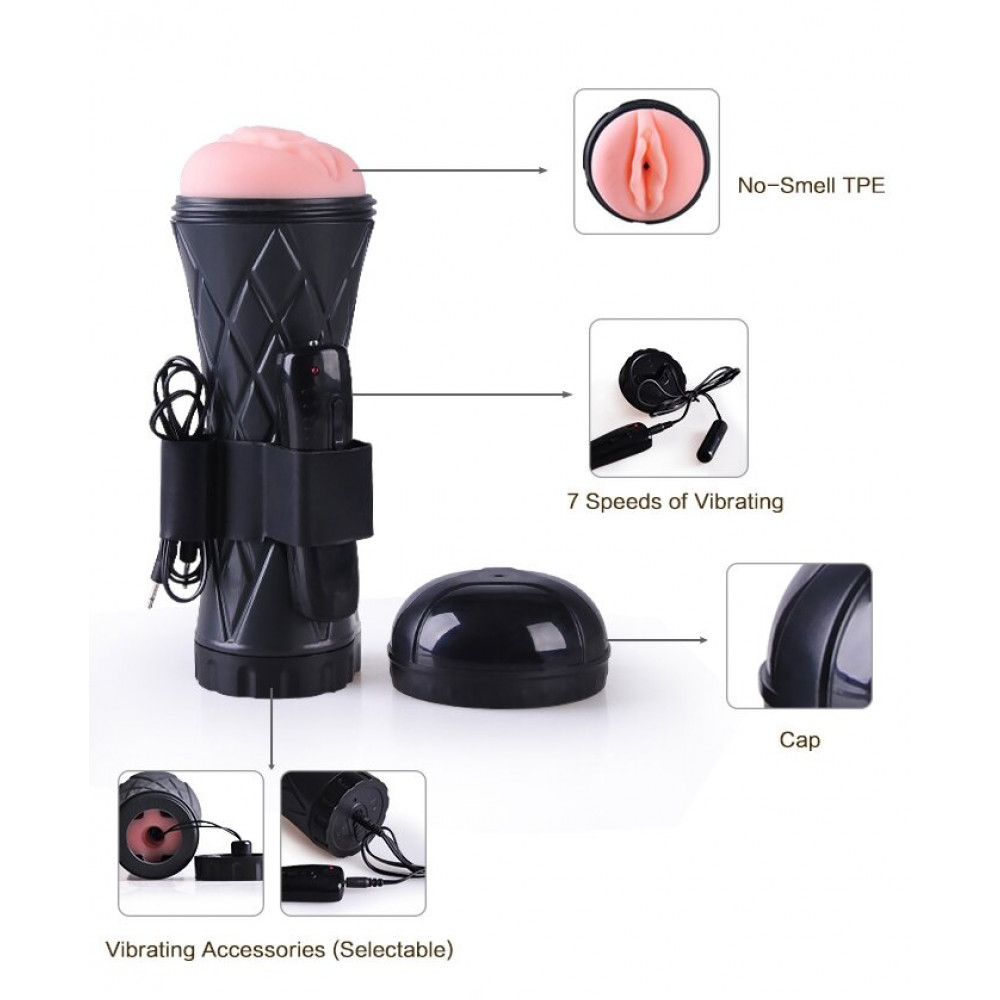  - Вагіна - мастурбатор із вібрацією Boss Series: Vibrating Vagina cyber skin - Latarka, BS6000025 4