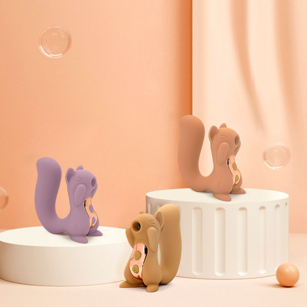  - Вакуумний кліторальний стимулятор з вібрацією 2 в 1 у формі білочки Sweet Em Velvet Lure Brown 9