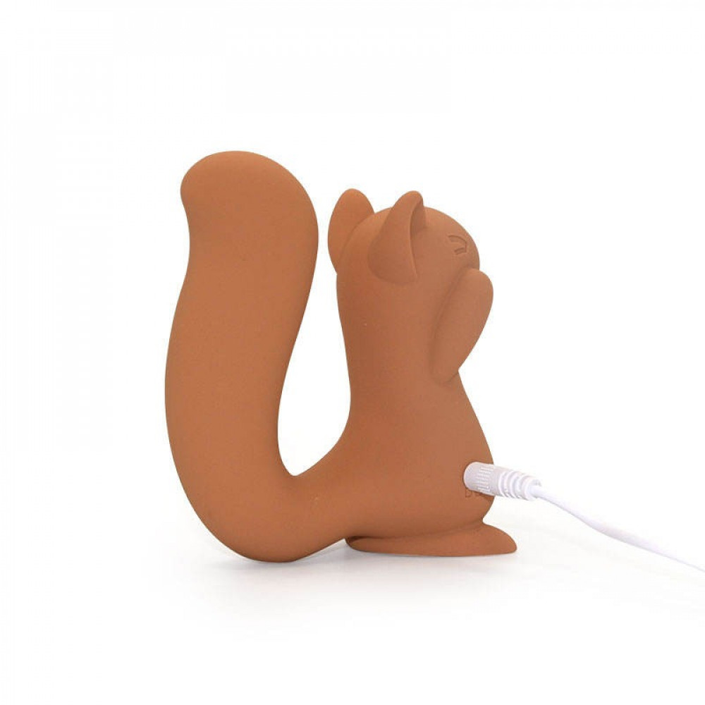  - Вакуумний кліторальний стимулятор з вібрацією 2 в 1 у формі білочки Sweet Em Velvet Lure Brown 4