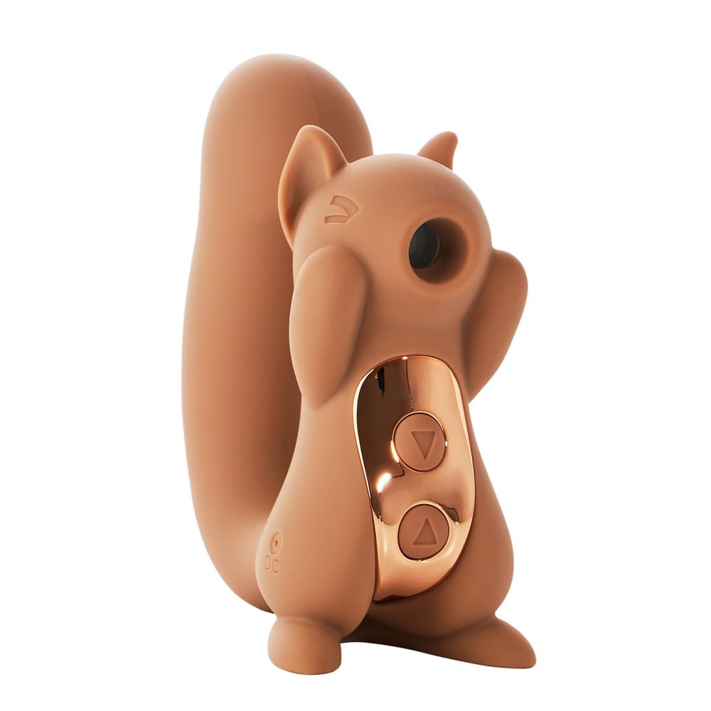  - Вакуумний кліторальний стимулятор з вібрацією 2 в 1 у формі білочки Sweet Em Velvet Lure Brown 1