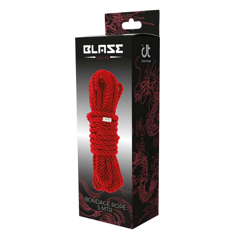  - Веревка для бондажа Dream Toys Blaze Deluxe нейлоновая, красная, 5 м