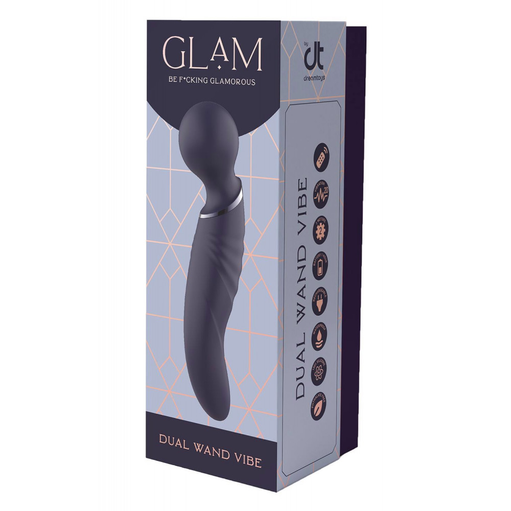  - Вибратор микрофон изогнутый двойной стимуляции Dream Toys Glam Dual Wand Vibe, фиолетовый 4