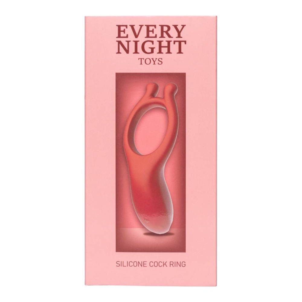 - Вібраційне ерекційне кільце Every Night Toys з відростком для стимуляції клітора, червоне 6