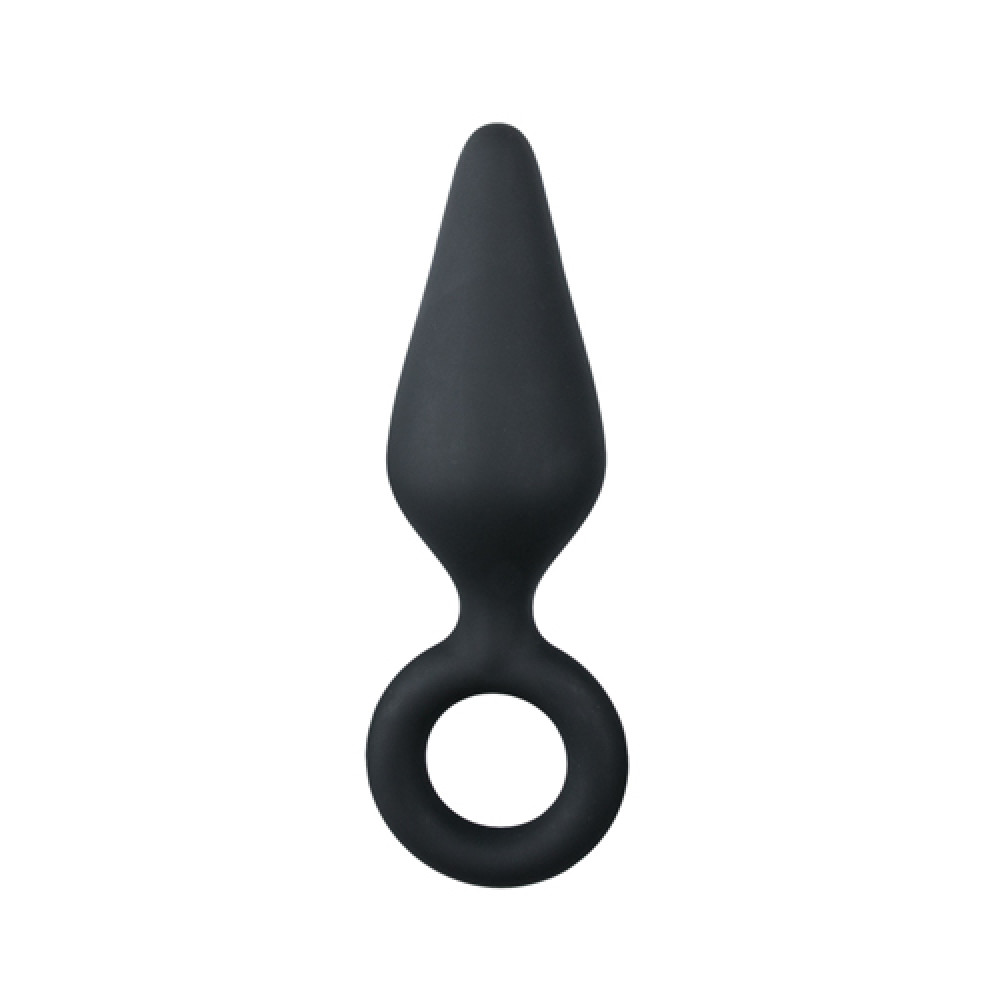 Секс игрушки - Анальная пробка со стоппером-кольцом Easytoys, силиконовая, чёрная, 8.5 х 2.5 см
