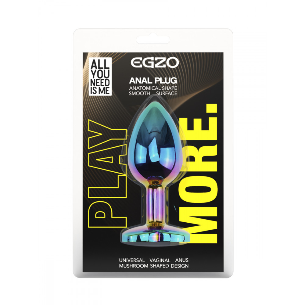 Анальные игрушки без вибрации - Анальная пробка с кристаллом EGZO - Multicolor Heart Plug Yellow size S 1