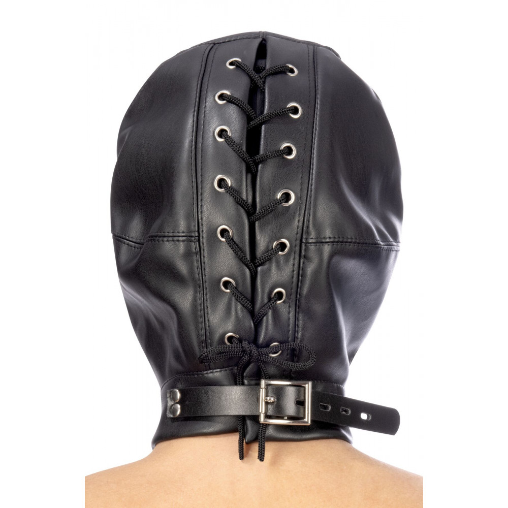 Маска для БДСМ - Капюшон для БДСМ со съемной маской Fetish Tentation BDSM hood in leatherette with removable mask 1