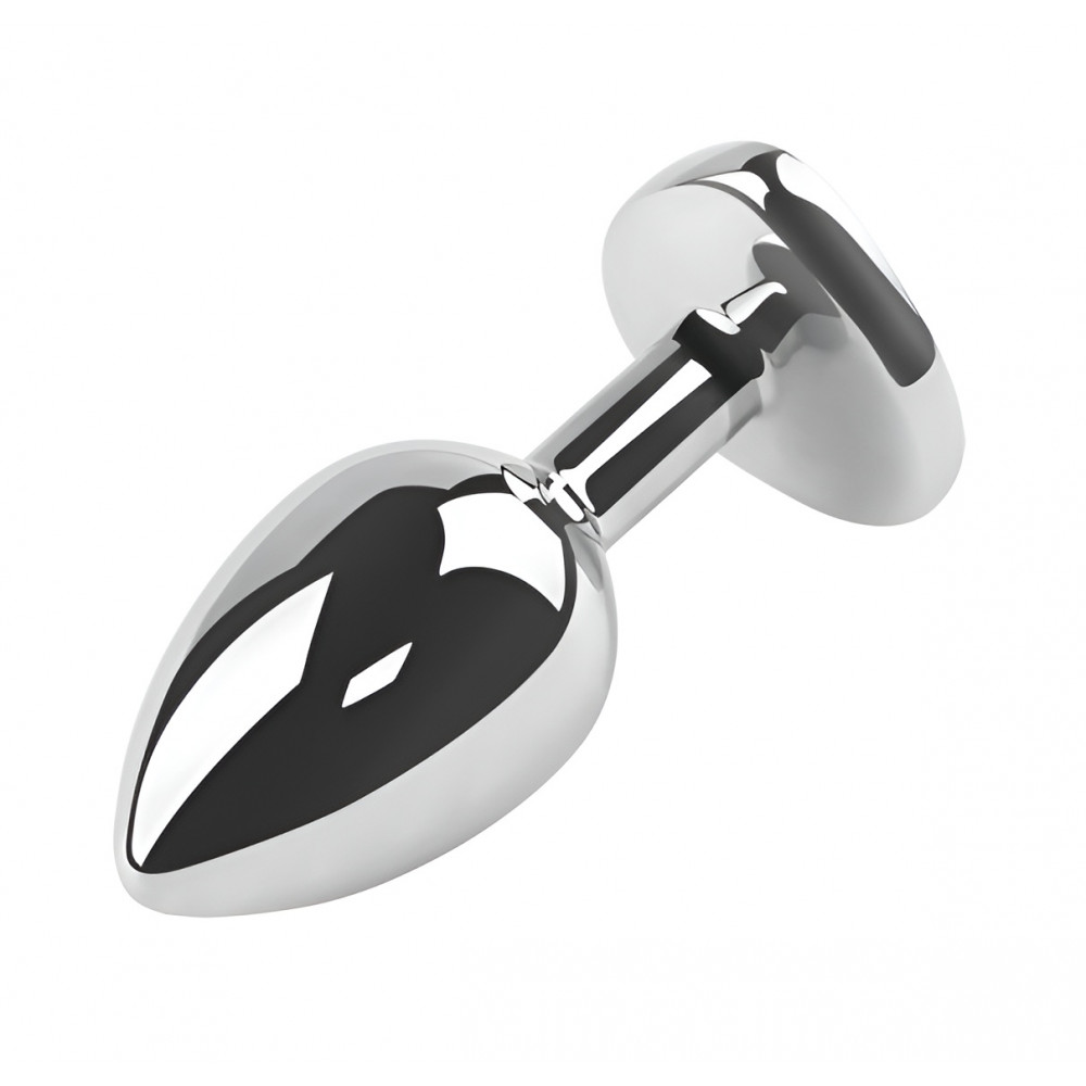 - Анальная пробка с кристаллом EGZO - Silver Heart Plug Amethyst size S 2