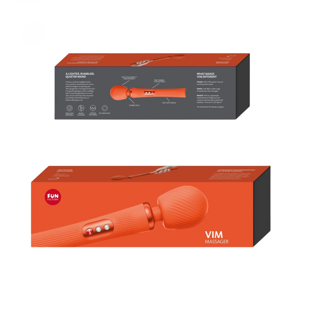 Секс игрушки - Вибромассажер Fun Factory VIM Vibrating Wand sunrise orange (мятая упаковка!!!) 9