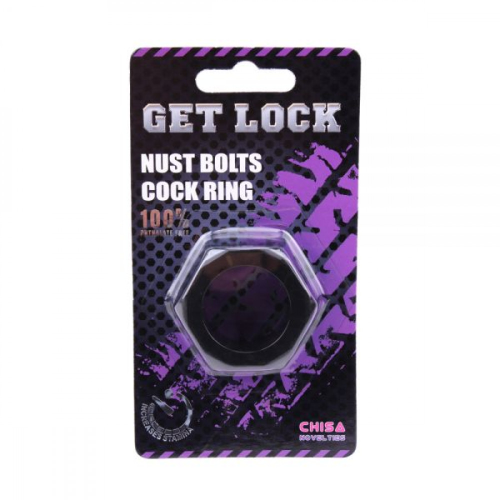 Эрекционное кольцо - Кольцо эрекционное Nust Bolts Cock Ring-Black