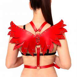 Жіноча портупея Art of Sex - Wings червона L-2XL, екошкіра