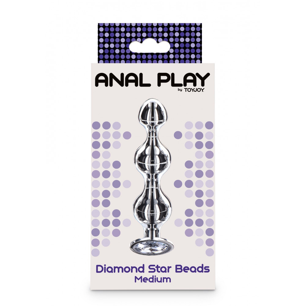  - Анальна ялинка металева із кристалом Toy Joy Anal Play Diamond Star Beads, Medium 4