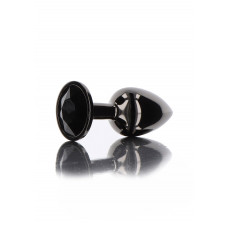 Анальная металлическая пробка M с черным камнем Butt Plug With Diamond Jewel Taboom